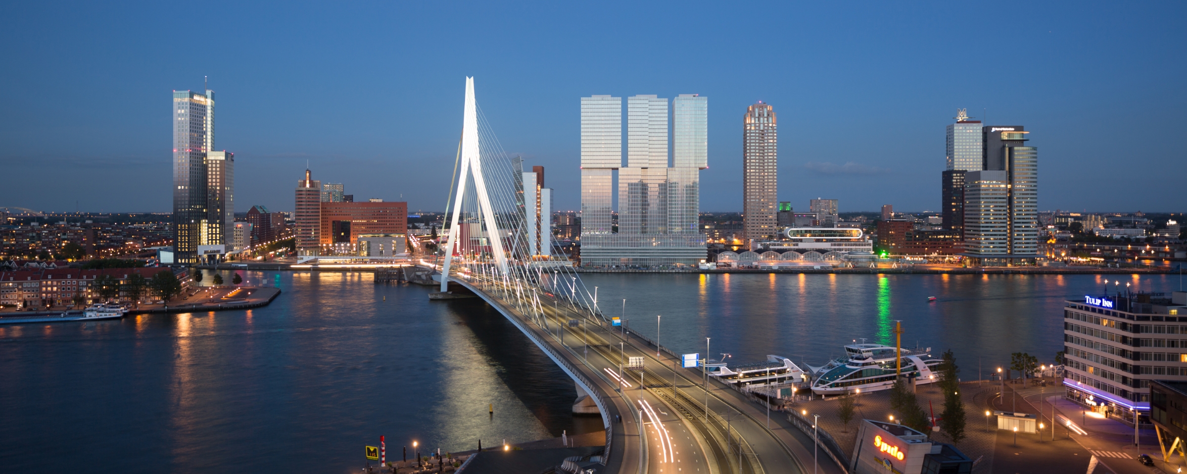 Rotterdam skyline with Erasmus Bridge